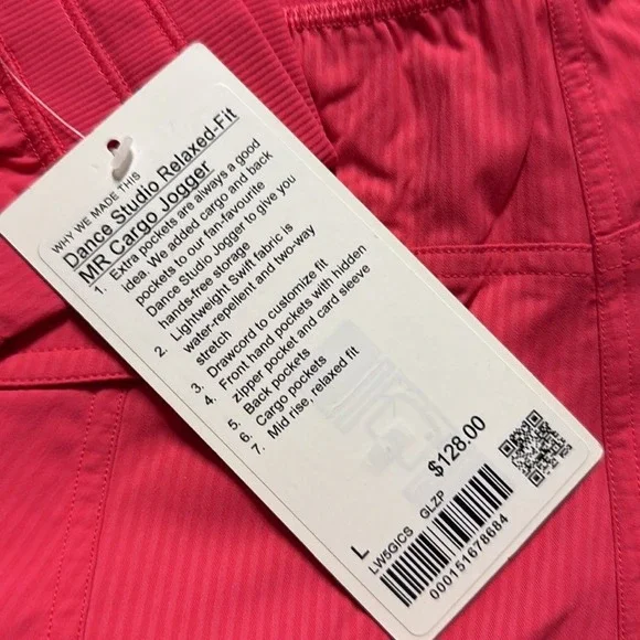 Lululemon Dance Studio Mid-Rise‎ Cargo Jogger Glaze pink large NWT - Picture 7 of 8